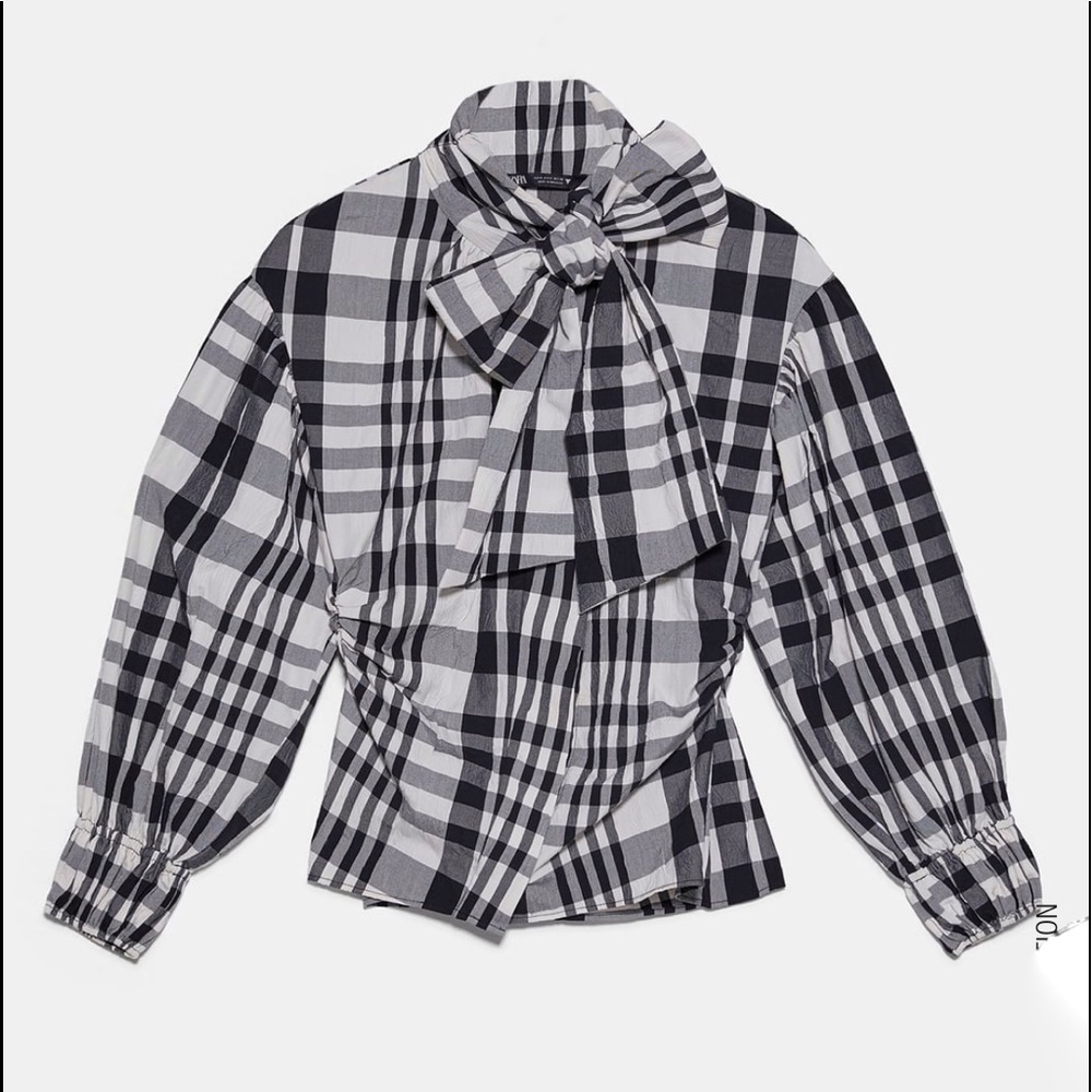 Zara plaid tie top - Picture 4 of 9